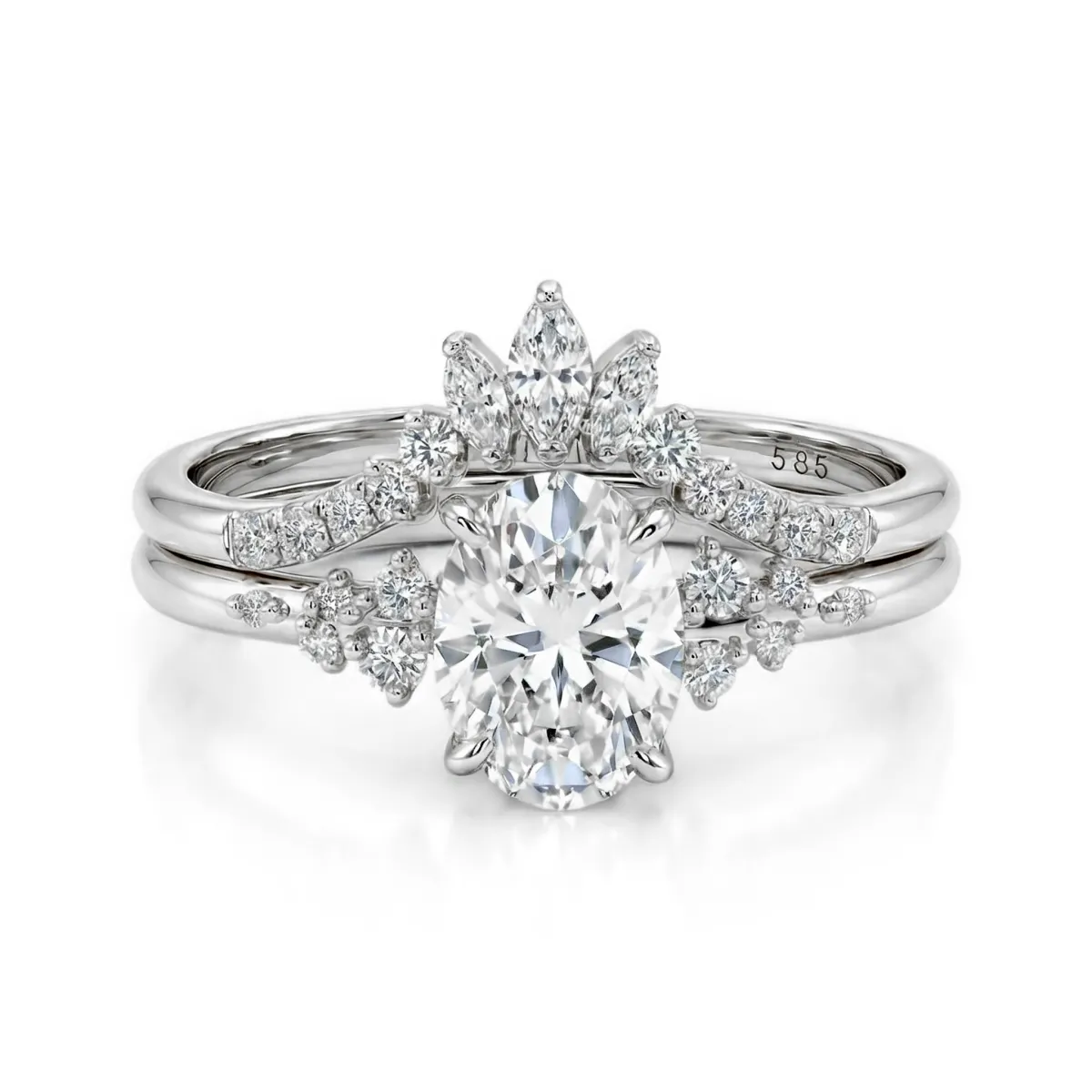 Ätherische Eleganz Set - Ovaline & Serenella Moissanite Braut Set mit Marquise Akzente