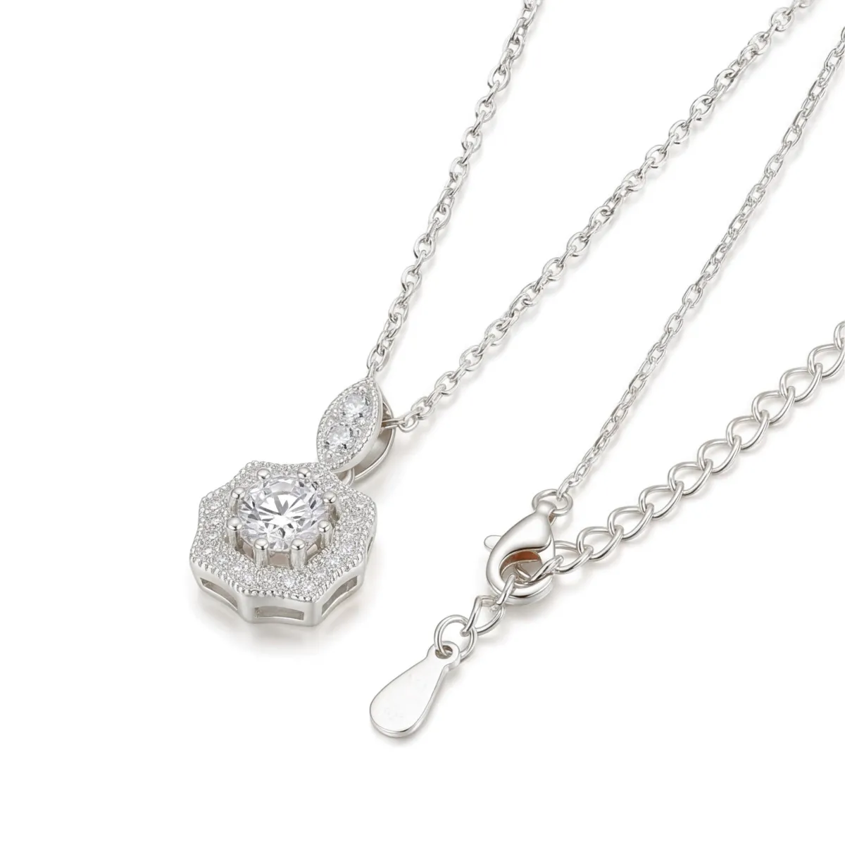 Octavia - Vintage Inspirierter Moissanit Anhänger mit Halo Verzierung