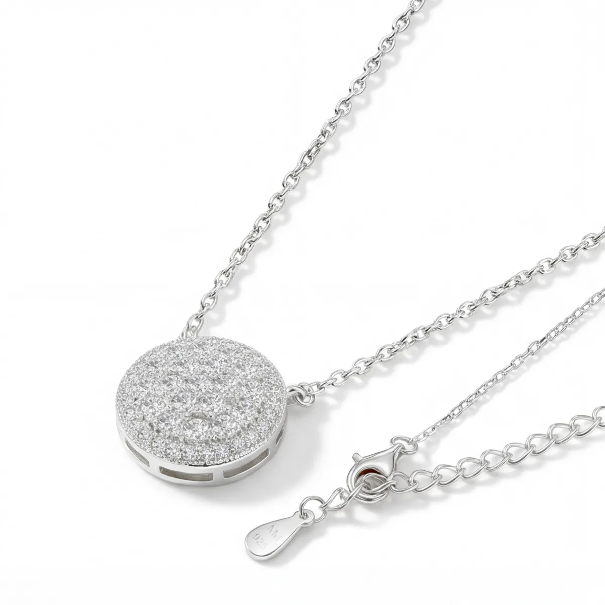 Brillante - Runder Moissanit-Cluster-Anhänger mit Pavé-Halo