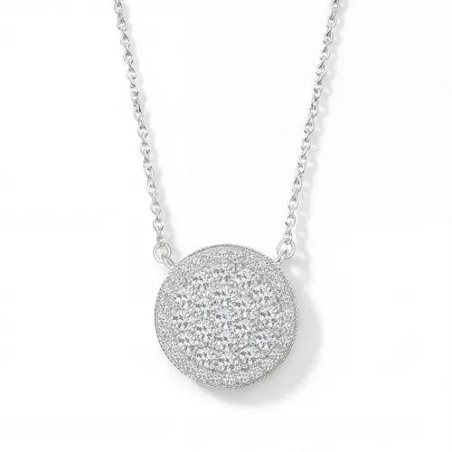 Brillante - Rundschliff Moissanit Cluster-Anhänger mit Pavé Halo
