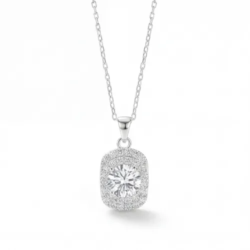 Memento - Brillanter Moissanit-Anhänger im Pave-Halo-Design