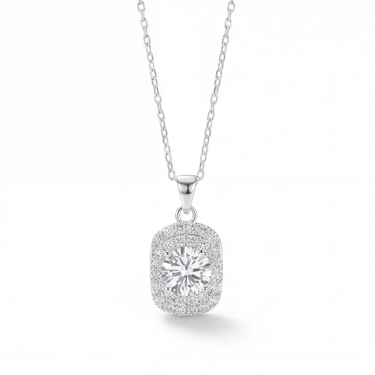 Memento - Brillanter Moissanit-Anhänger im Pavé-Halo-Design