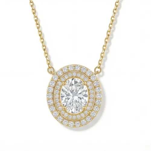 Galaxia - Ovalschliff Moissanit-Anhänger mit umschlossenem Doppel-Halo