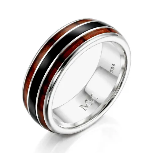 Vireo - Herren-Tungstenring Mit Natürlichem Holzeinlage