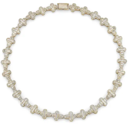 Virtuoso - Smaragd Geschnittener Moissanit Pavé Kreuz Gliederkette Mit Statement Verschluss