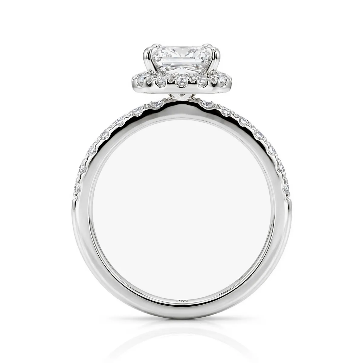 Regalia - Prinzess Moissanit Halo Ring mit Pave Band