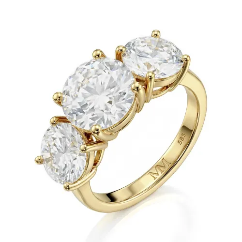 Triadique - Klassischer Drei-Stein-Moissanit-Verlobungsring