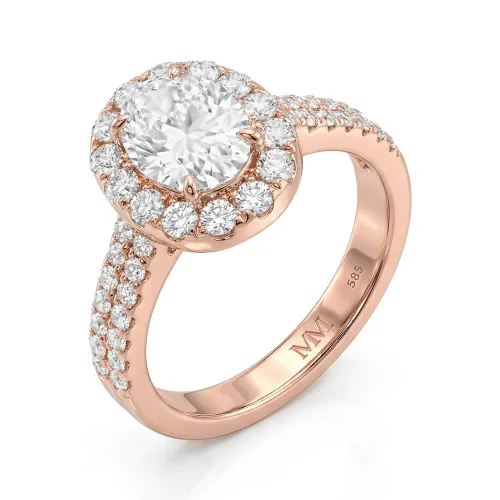 Ovalea - Ovaler Schnitt Moissanit Ring Mit Halo Pavé Design