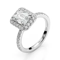 Esmeralda – Smaragdschliff Moissanit Ring im Halo-Design