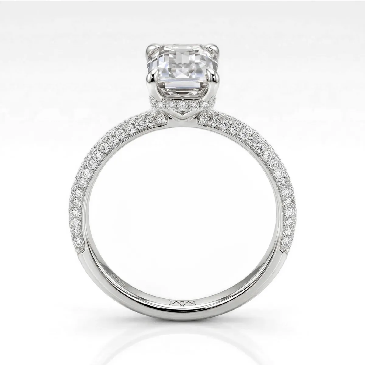 Veridian - Smaragd Moissanit Ring Mit Pavé-Gesetztem Band