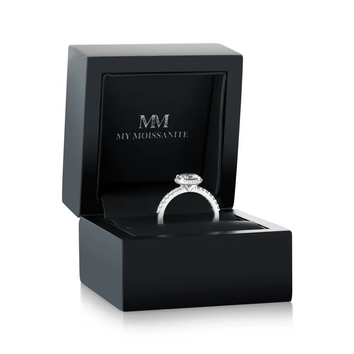 Glimmerette - Luxuriöser Halo-Moissanit-Ring Mit Pavé-Akzenten