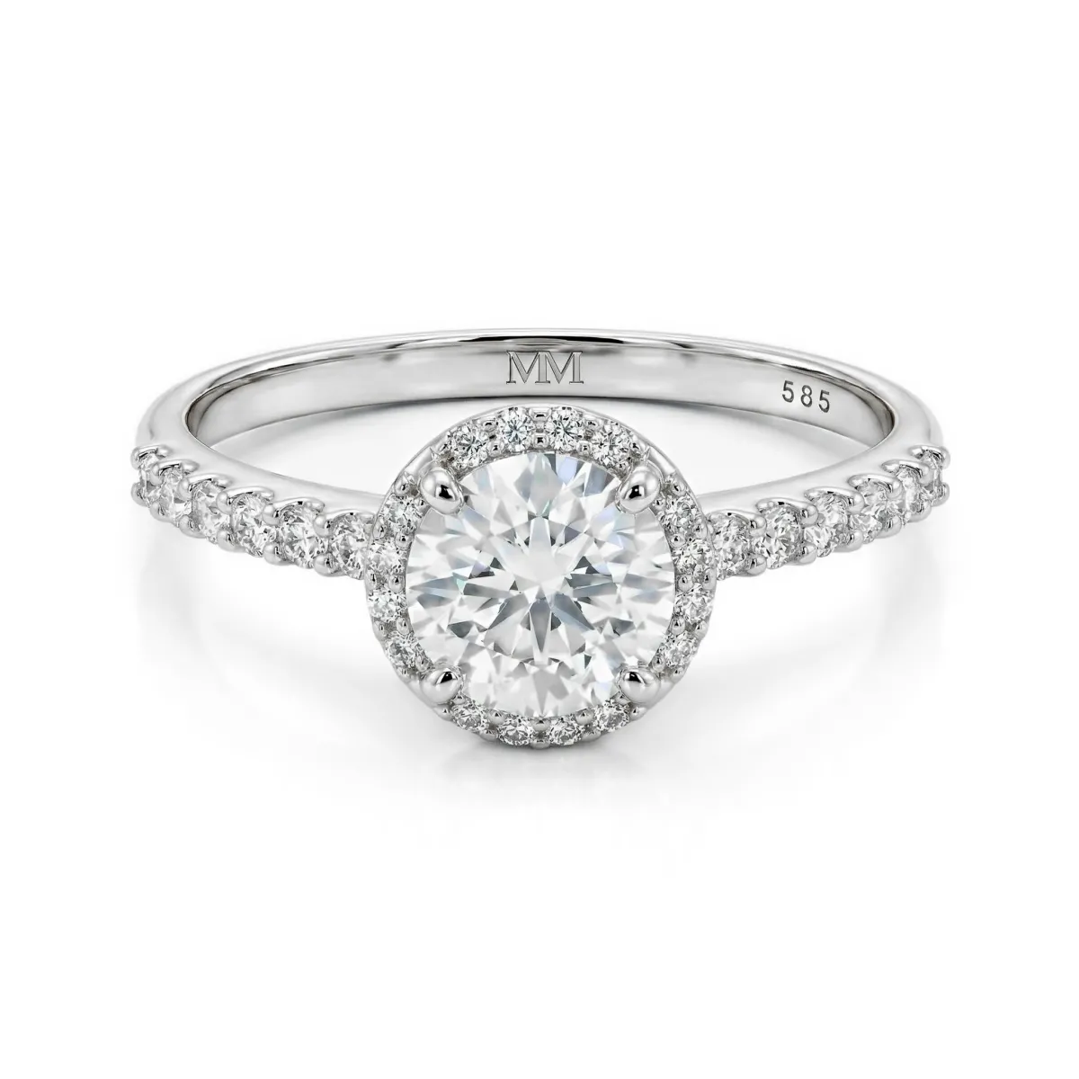 Glimmerette - Luxuriöser Halo-Moissanit-Ring Mit Pavé-Akzenten