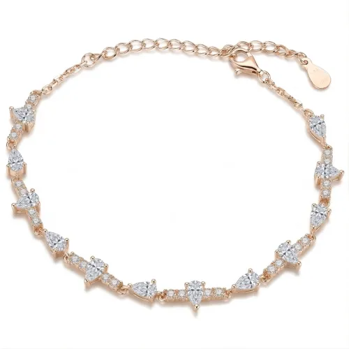 Perlette - Tropfen Geschliffenes Moissanit Armband mit Eleganter Symmetrie