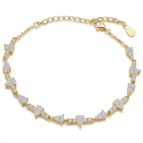 Perlette - Tropfen Geschliffenes Moissanit Armband mit Eleganter Symmetrie