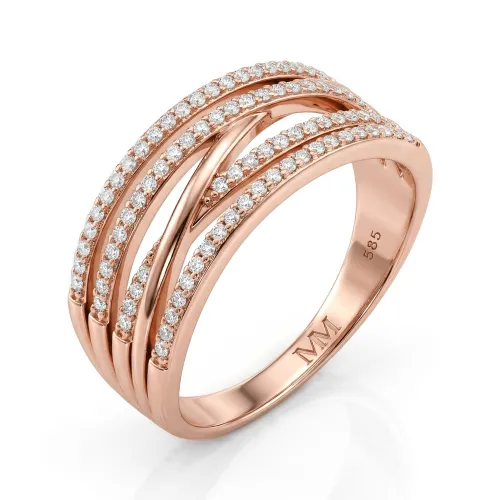 Estrella – Moissanit-Ring mit Cross-Over Linie