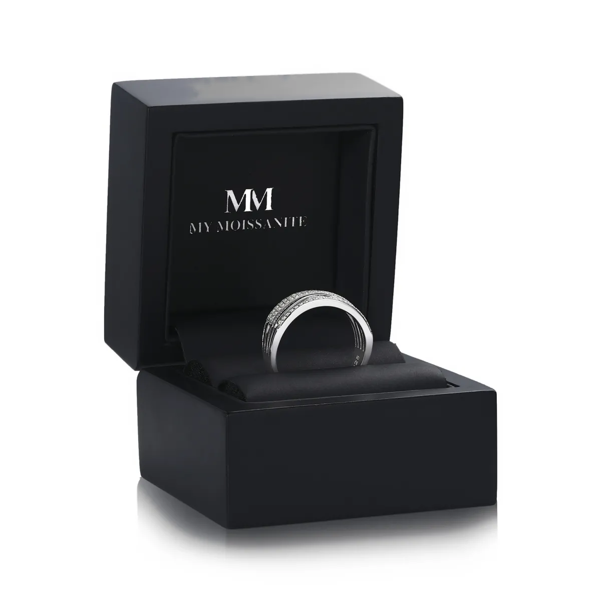 Estrella – Moissanit-Ring mit Cross-Over Linie