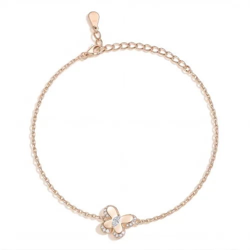 Bloomique - Moissanit Charm-Armband Mit Floralem Motiv Und Funkelnden Akzenten