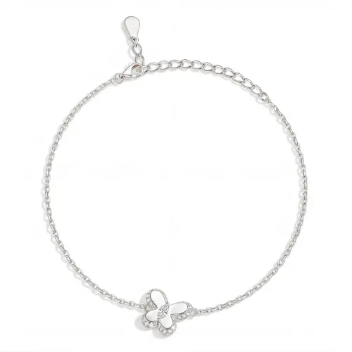 Bloomique - Moissanit Charm-Armband Mit Floralem Motiv Und Funkelnden Akzenten