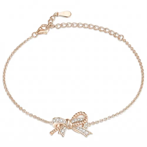 Ribbonique - Zweifarbiger Moissanit-Armband Mit Dekorativer Schleife Und Pavé-Verzierungen