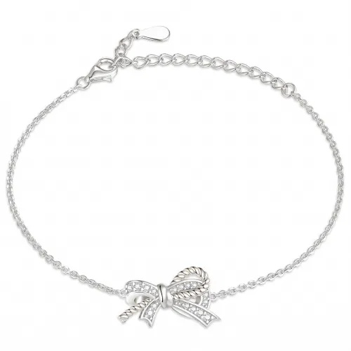 Ribbonique - Zweifarbiger Moissanit-Armband Mit Dekorativer Schleife Und Pavé-Verzierungen