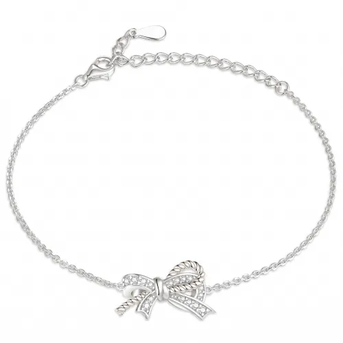 Ribbonique - Zweifarbiger Moissanit-Armband Mit Dekorativer Schleife Und Pavé-Verzierungen