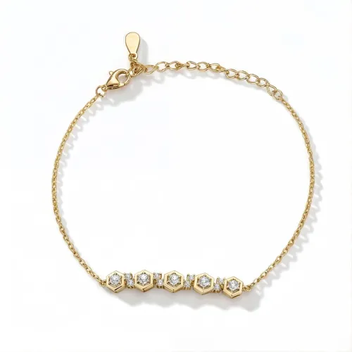 Octet - Hexagonaler Lünetten-Moissanit-Armband Mit Verstellbarer Gliederkette