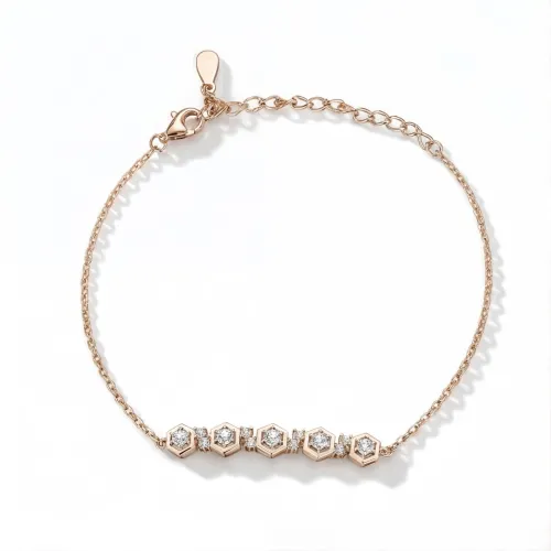 Octet - Hexagonaler Lünetten-Moissanit-Armband Mit Verstellbarer Gliederkette