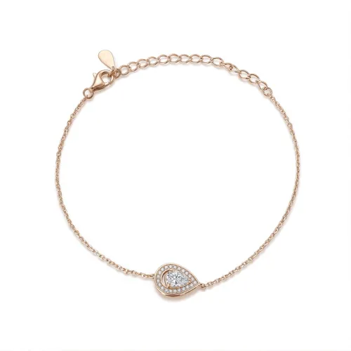 Peraise - Armband Mit Tropfen Moissanit Im Halo Gliederkette