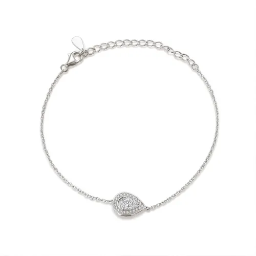 Peraise - Armband Mit Tropfen Moissanit Im Halo Gliederkette
