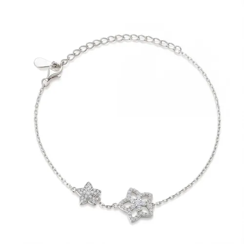 Fiorella - Verstellbares Moissanit-Blumencharme-Armband Mit Pavé-Fassung