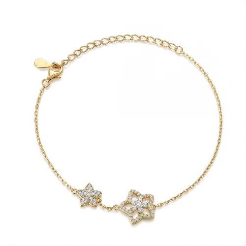 Fiorella - Verstellbares Moissanit-Blumencharme-Armband Mit Pavé-Fassung
