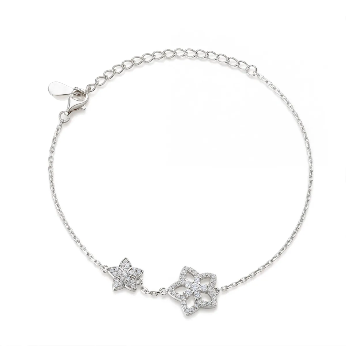 Fiorella - Verstellbares Moissanit-Blumencharme-Armband Mit Pavé-Fassung