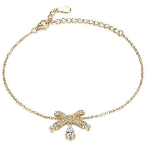Pearlette - Tropfenförmiges Moissanit-Bogen-Armband Mit Pavé-Fassung