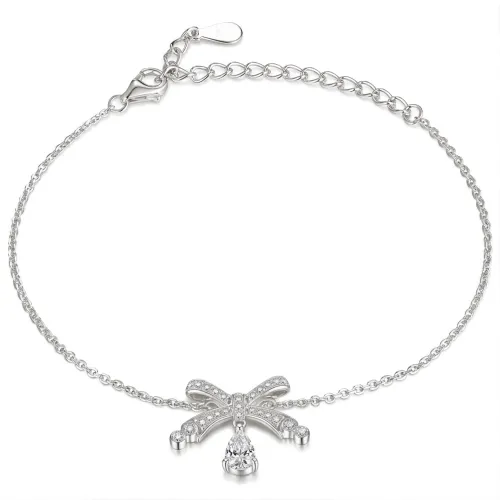 Pearlette - Tropfenförmiges Moissanit-Bogen-Armband Mit Pavé-Fassung