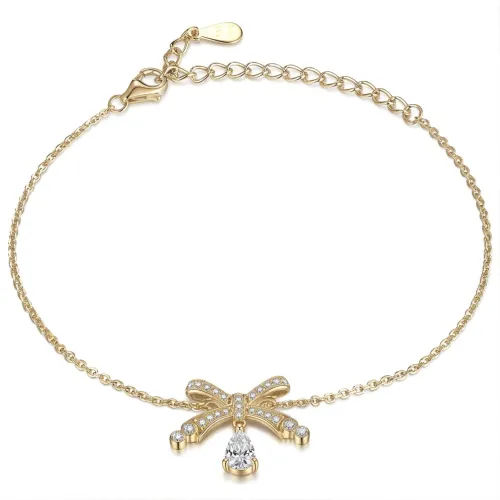 Pearlette - Tropfenförmiges Moissanit-Bogen-Armband Mit Pavé-Fassung