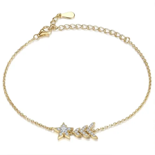 Stellaris - Verstellbares Moissanit-Stern-Charm-Armband Mit Pavé-Fassung