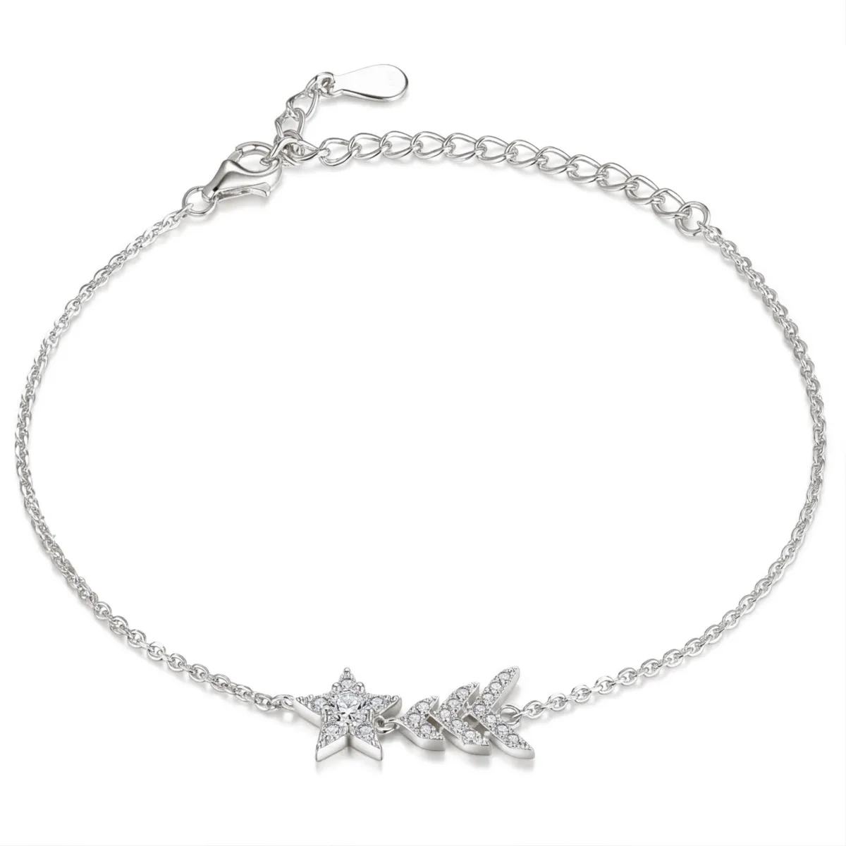 Stellaris - Verstellbares Moissanit-Stern-Charm-Armband Mit Pavé-Fassung