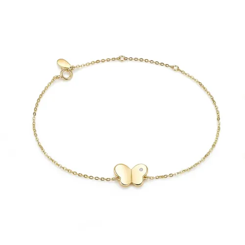 Papillon - Moissanit-Schmetterlings-Charm-Armband Mit Verstellbarer Gliederkette