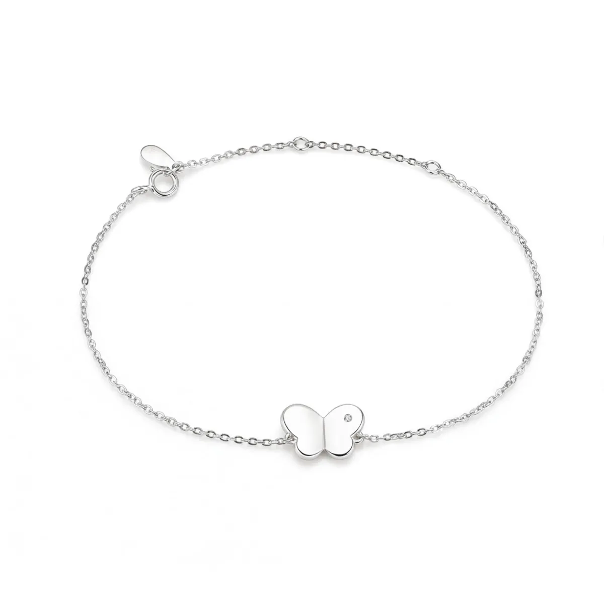 Papillon - Moissanit-Schmetterlings-Charm-Armband Mit Verstellbarer Gliederkette
