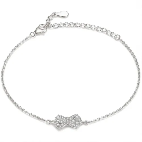 Gleamique - Moissanit Armband Mit Schleifenmotiv Und Verstellbarer Gliederkette