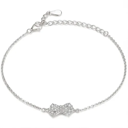 Gleamique - Moissanit Armband Mit Schleifenmotiv Und Verstellbarer Gliederkette