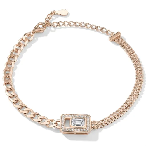 Verdura - Smaragdgeschliffenes Moissanit-Armband Mit Halo-Design
