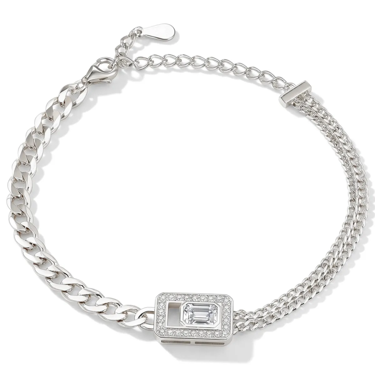 Verdura - Smaragdgeschliffenes Moissanit-Armband Mit Halo-Design
