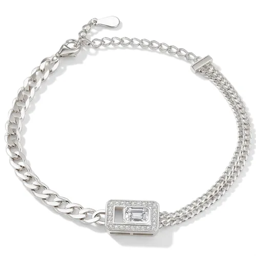 Verdura - Smaragdgeschliffenes Moissanit-Armband Mit Halo-Design