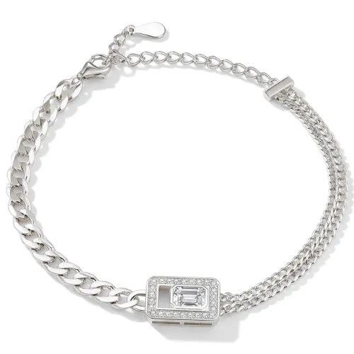 Verdura - Smaragdgeschliffenes Moissanit-Armband Mit Halo-Design