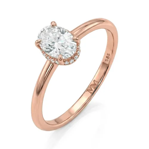 Ovalisse - Ovaler Moissanit-Ring Mit Kreisförmigem Hidden Halo