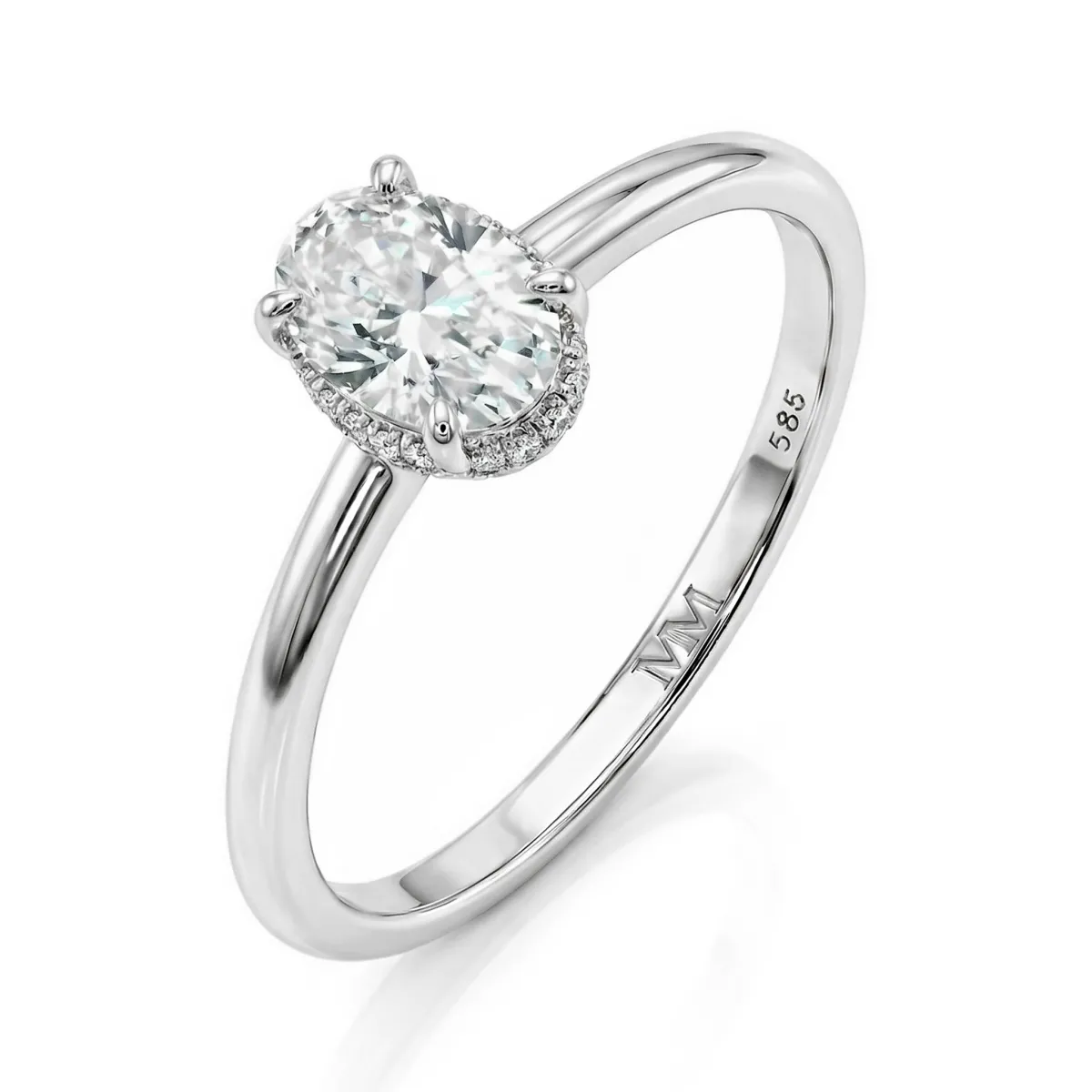 Ovalisse - Ovaler Moissanit-Ring Mit Kreisförmigem Hidden Halo