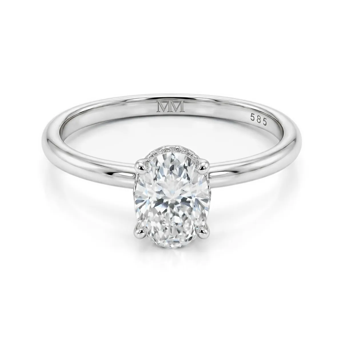 Ovalisse - Ovaler Moissanit-Ring Mit Kreisförmigem Hidden Halo