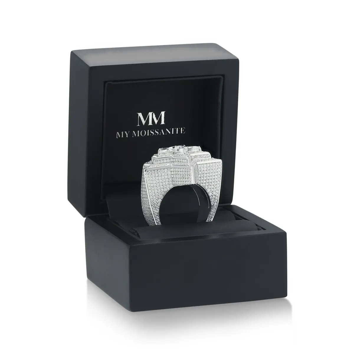 Zenith - Herren Tropfen Moissanit Stern Ring mit Pavé Fassung