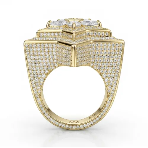 Zenith - Herren Tropfen Moissanit Stern Ring mit Pavé Fassung